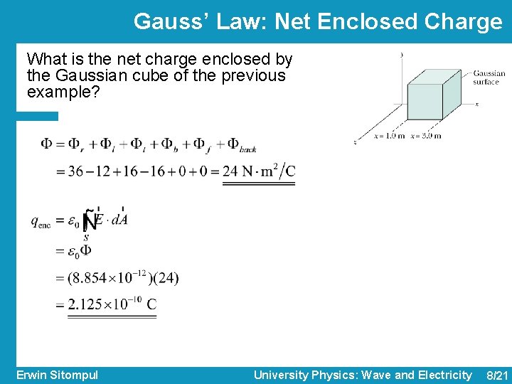 Gauss’ Law: Net Enclosed Charge What is the net charge enclosed by the Gaussian Gauss’ Law: Net Enclosed Charge What is the net charge enclosed by the Gaussian