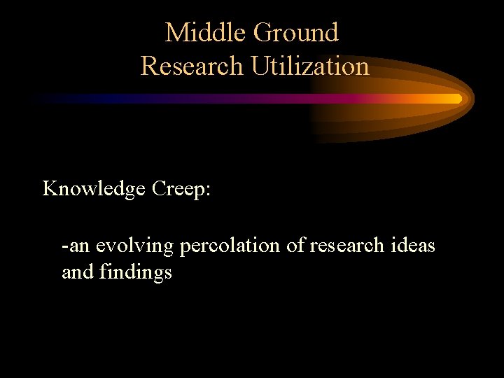 Middle Ground Research Utilization Knowledge Creep: -an evolving percolation of research ideas and findings