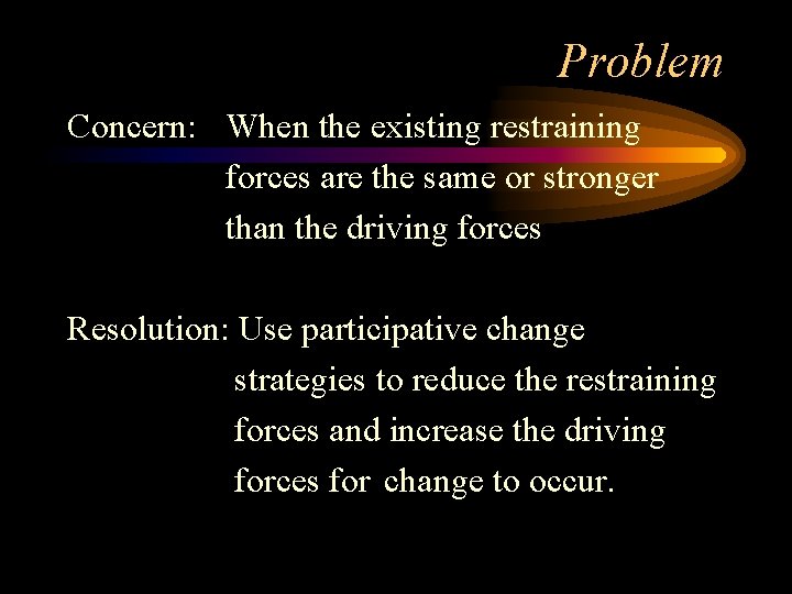 Problem Concern: When the existing restraining forces are the same or stronger than the
