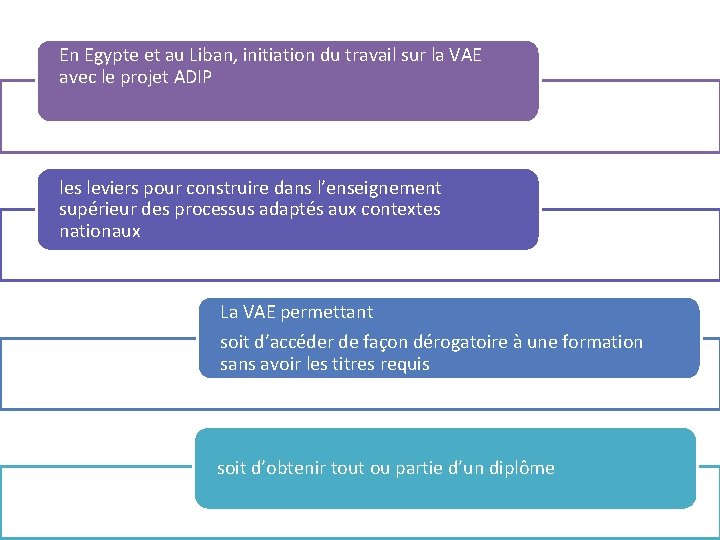  En Egypte et au Liban, initiation du travail sur la VAE avec le