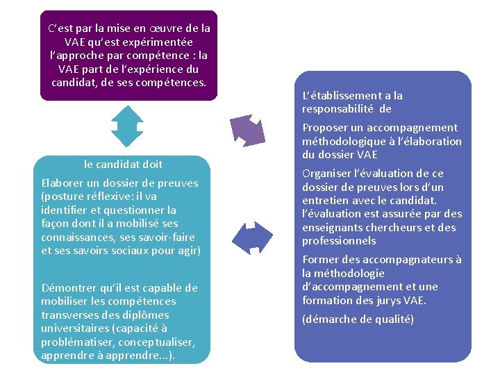 C’est par la mise en œuvre de la VAE qu’est expérimentée l’approche par compétence