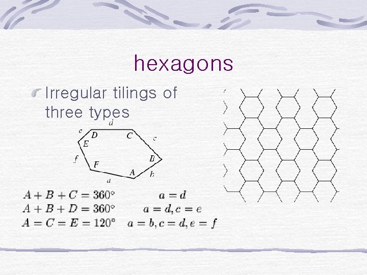 hexagons Irregular tilings of three types 