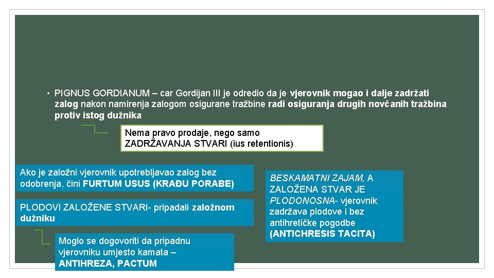 • PIGNUS GORDIANUM – car Gordijan III je odredio da je vjerovnik mogao • PIGNUS GORDIANUM – car Gordijan III je odredio da je vjerovnik mogao