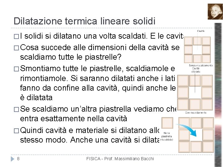 Dilatazione termica lineare solidi �I solidi si dilatano una volta scaldati. E le cavità?