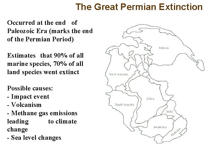 The Great Permian Extinction Occurred at the end of Paleozoic Era (marks the end