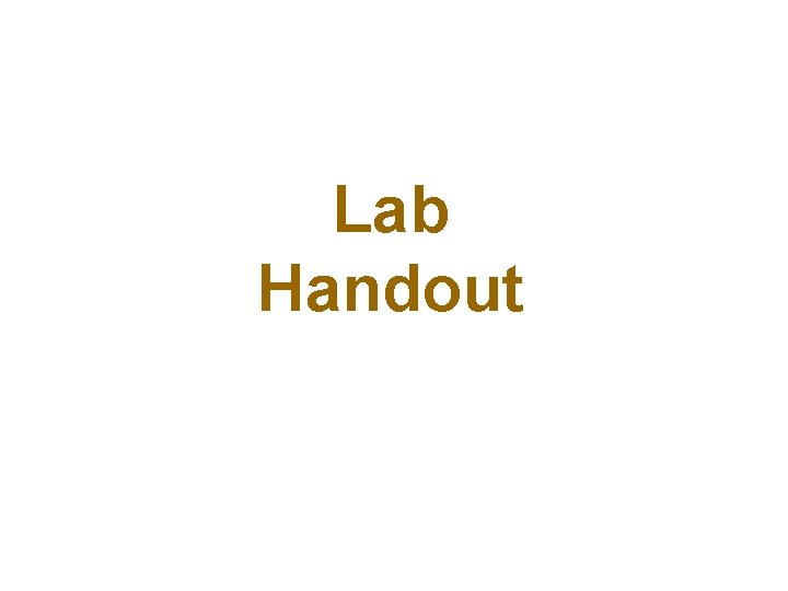 Lab Handout 
