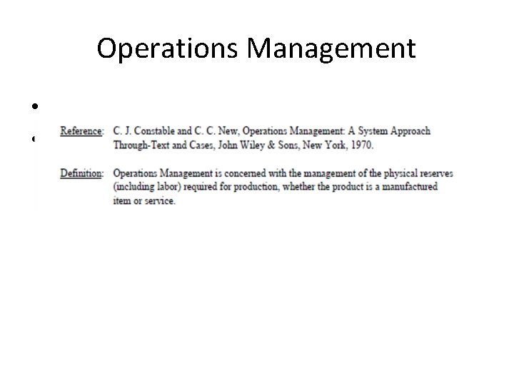 Operations Management • • Op 