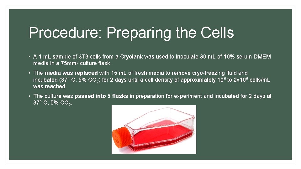 Procedure: Preparing the Cells • A 1 m. L sample of 3 T 3