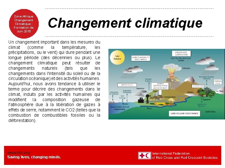 Zone Afrique Changement Climatique : Formation de Juin 2015 Changement climatique Un changement important
