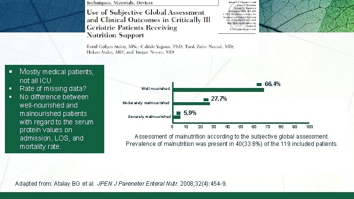 § Mostly medical patients; § § not all ICU Rate of missing data? No