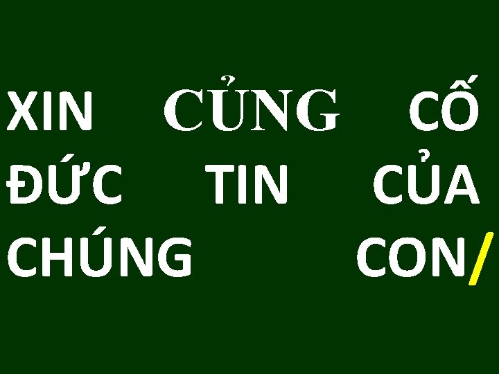 XIN CỦNG CỐ ĐỨC TIN CỦA CHÚNG CON/ 