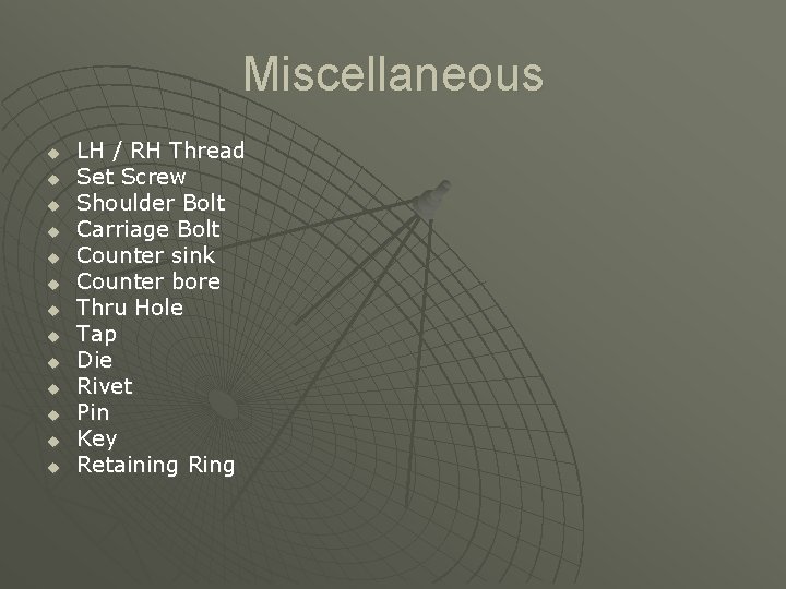 Miscellaneous u u u u LH / RH Thread Set Screw Shoulder Bolt Carriage