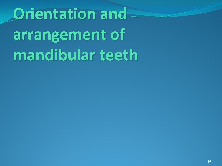 Orientation and arrangement of mandibular teeth 42 