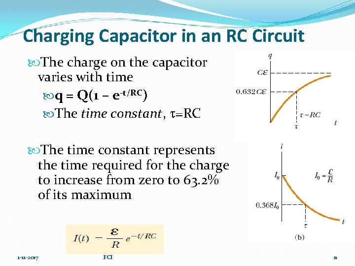 Charging Capacitor in an RC Circuit The charge on the capacitor varies with time