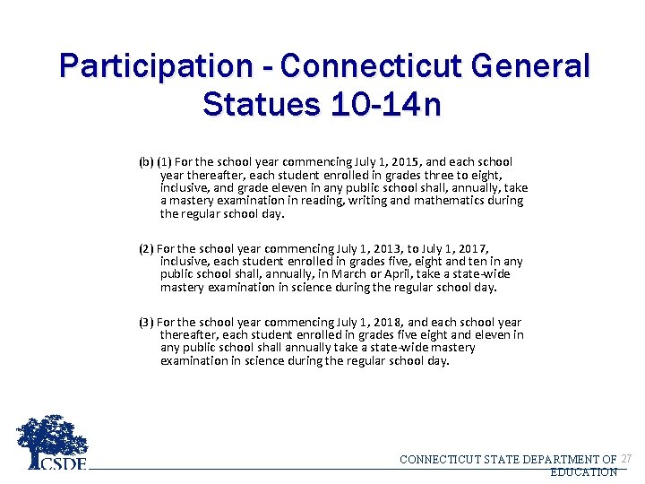 Participation - Connecticut General Statues 10 -14 n (b) (1) For the school year Participation - Connecticut General Statues 10 -14 n (b) (1) For the school year