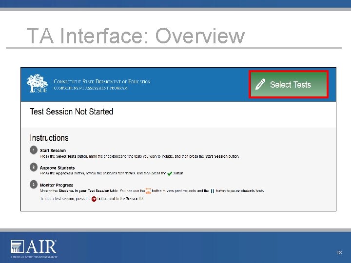 TA Interface: Overview 68 TA Interface: Overview 68