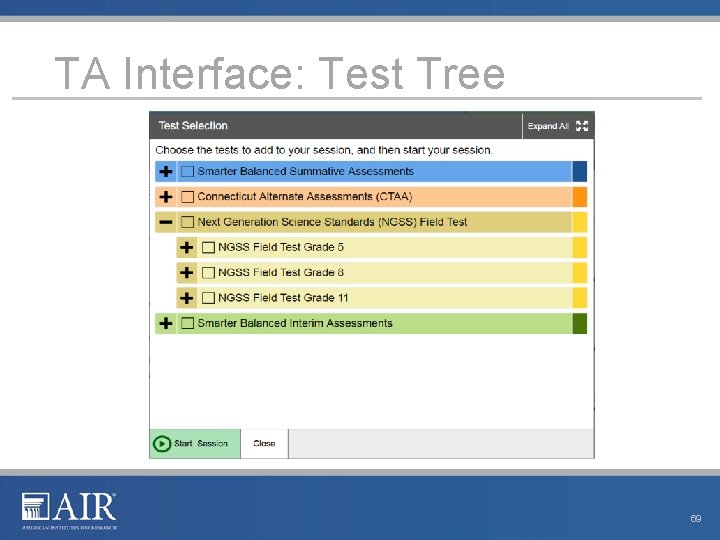 TA Interface: Test Tree 69 TA Interface: Test Tree 69