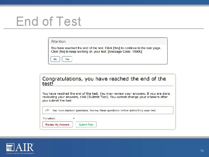 End of Test 79 End of Test 79