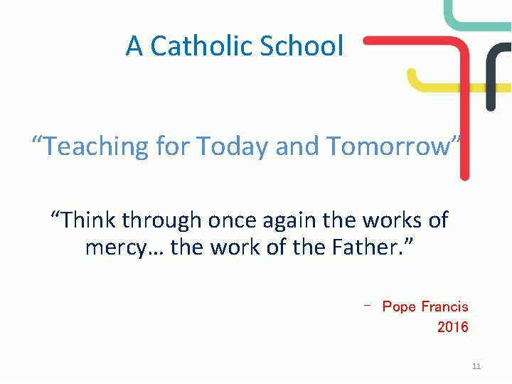 A Catholic School “Teaching for Today and Tomorrow” “Think through once again the works