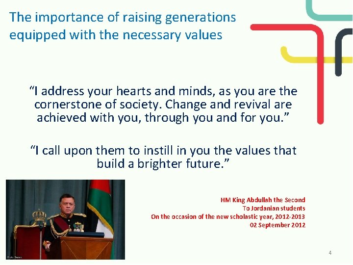 The importance of raising generations equipped with the necessary values “I address your hearts