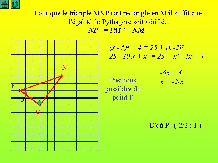 Pour que le triangle MNP soit rectangle en M il suffit que l'égalité de