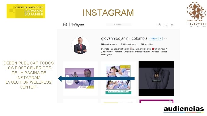 INSTAGRAM Servicios Complementarios DEBEN PUBLICAR TODOS LOS POST GENERICOS DE LA PAGINA DE INSTAGRAM