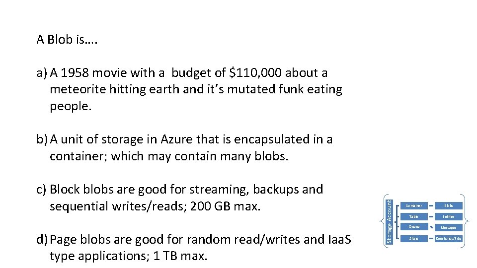 A Blob is…. a) A 1958 movie with a budget of $110, 000 about A Blob is…. a) A 1958 movie with a budget of $110, 000 about