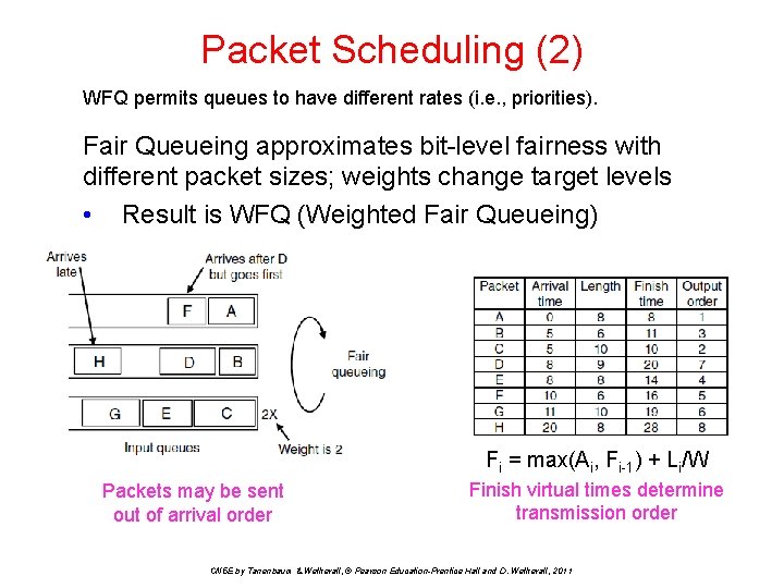 Packet Scheduling (2) WFQ permits queues to have different rates (i. e. , priorities).