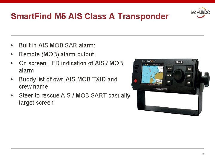 Smart. Find M 5 AIS Class A Transponder • Built in AIS MOB SAR