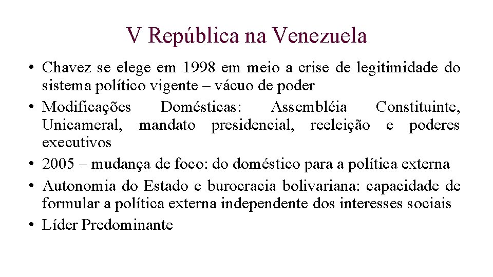 V República na Venezuela • Chavez se elege em 1998 em meio a crise