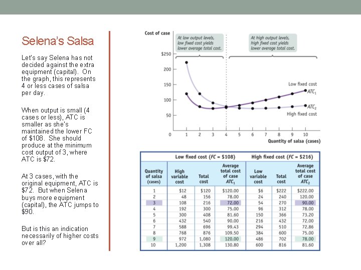 Selena’s Salsa Let’s say Selena has not decided against the extra equipment (capital). On