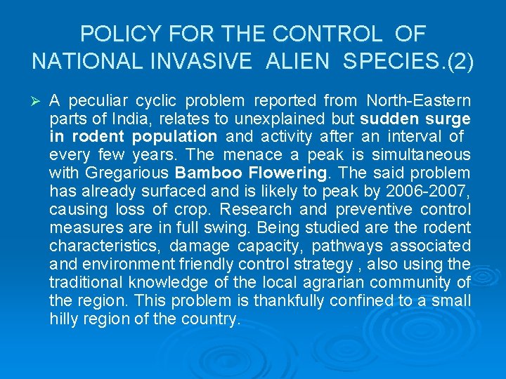 POLICY FOR THE CONTROL OF NATIONAL INVASIVE ALIEN SPECIES. (2) Ø A peculiar cyclic POLICY FOR THE CONTROL OF NATIONAL INVASIVE ALIEN SPECIES. (2) Ø A peculiar cyclic