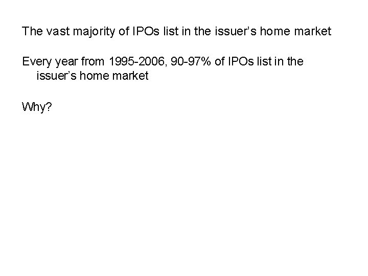 The vast majority of IPOs list in the issuer’s home market Every year from