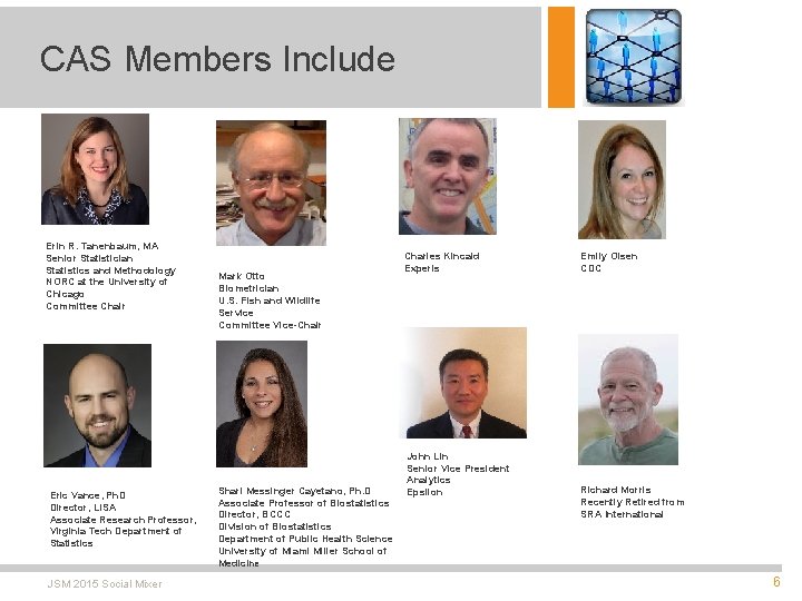 CAS Members Include Erin R. Tanenbaum, MA Senior Statistician Statistics and Methodology NORC at