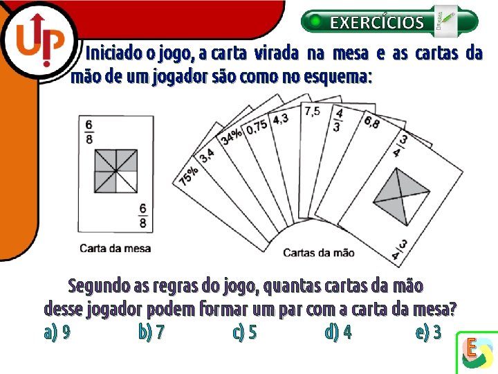 Iniciado o jogo, a carta virada na mesa e as cartas da mão de
