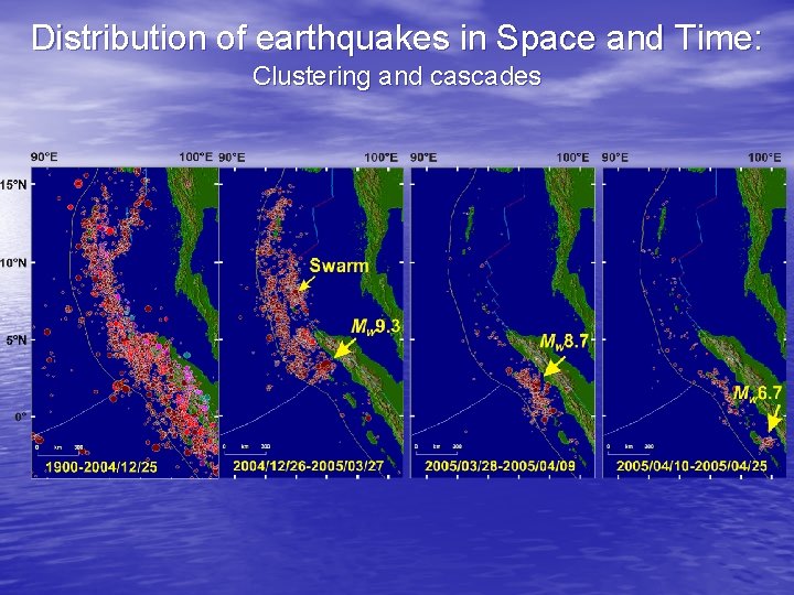 Distribution of earthquakes in Space and Time: Clustering and cascades 