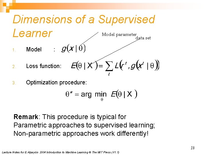 Dimensions of a Supervised Learner Model parameter data set 1. Model : 2. Loss Dimensions of a Supervised Learner Model parameter data set 1. Model : 2. Loss