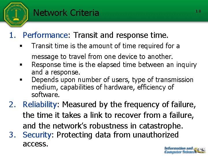 Network Criteria 1. 8 1. Performance: Transit and response time. § § § Transit Network Criteria 1. 8 1. Performance: Transit and response time. § § § Transit