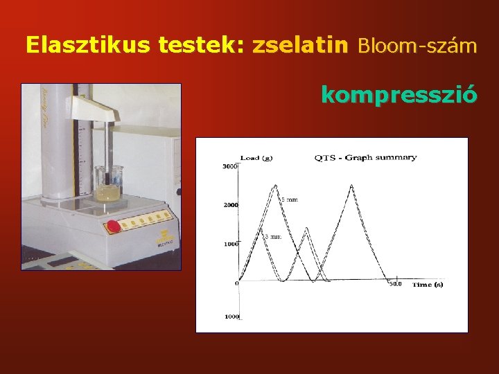 Elasztikus testek: zselatin Bloom-szám kompresszió 