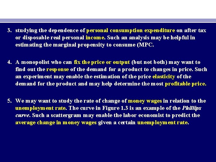 3. studying the dependence of personal consumption expenditure on after tax or disposable real