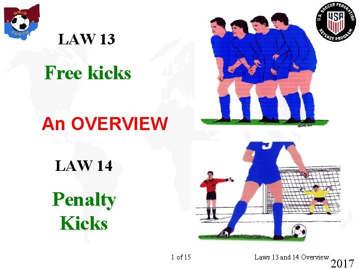 LAW 13 Free kicks An OVERVIEW LAW 14 Penalty Kicks 1 of 15 Laws