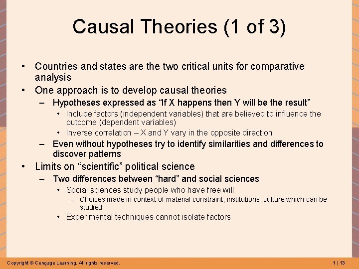 Causal Theories (1 of 3) • Countries and states are the two critical units