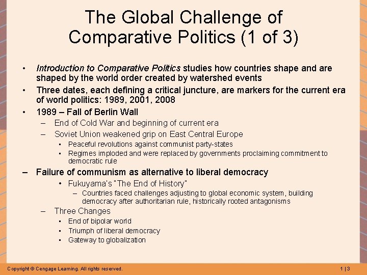 The Global Challenge of Comparative Politics (1 of 3) • • • Introduction to