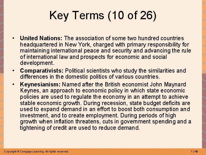 Key Terms (10 of 26) • United Nations: The association of some two hundred