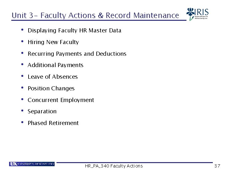 Unit 3 - Faculty Actions & Record Maintenance • Displaying Faculty HR Master Data