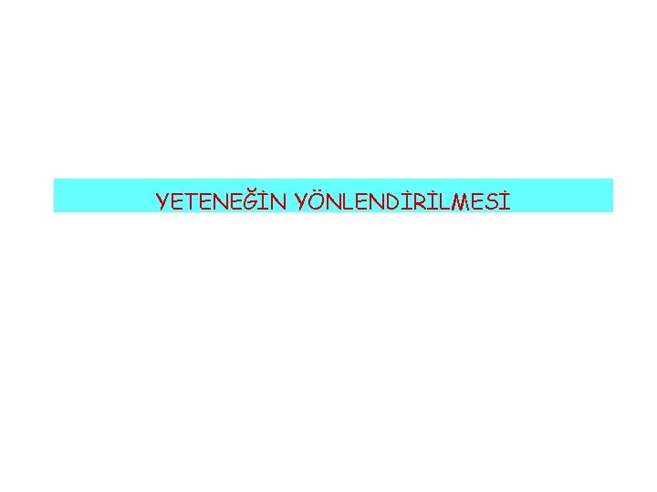 YETENEĞİN YÖNLENDİRİLMESİ YETENEĞİN YÖNLENDİRİLMESİ