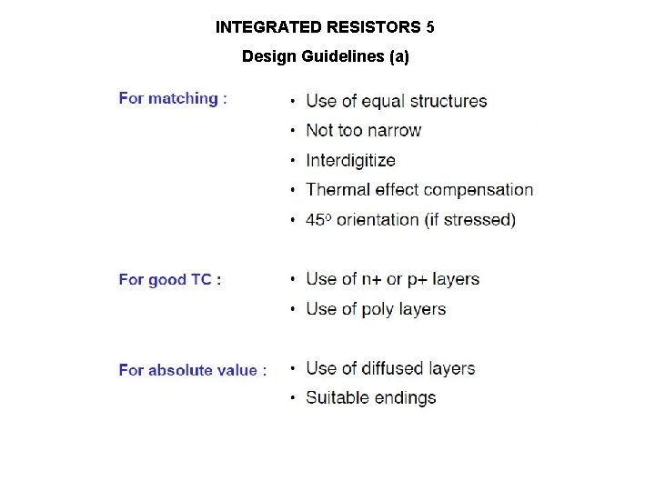 INTEGRATED RESISTORS 5 Design Guidelines (a) 