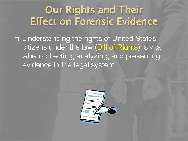 Our Rights and Their Effect on Forensic Evidence � Understanding the rights of United