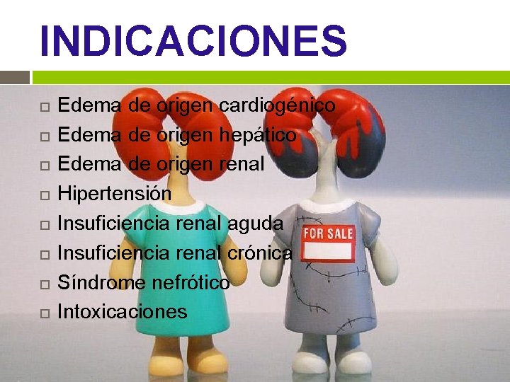 INDICACIONES Edema de origen cardiogénico Edema de origen hepático Edema de origen renal Hipertensión INDICACIONES Edema de origen cardiogénico Edema de origen hepático Edema de origen renal Hipertensión