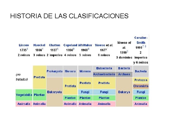 HISTORIA DE LAS CLASIFICACIONES 
